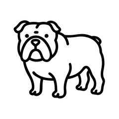 a line drawing of a bulldog, with a distinct outline