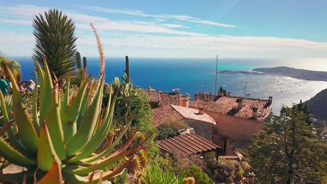 Scenic view of the Mediterranean coast from the medieval village of Eze, France