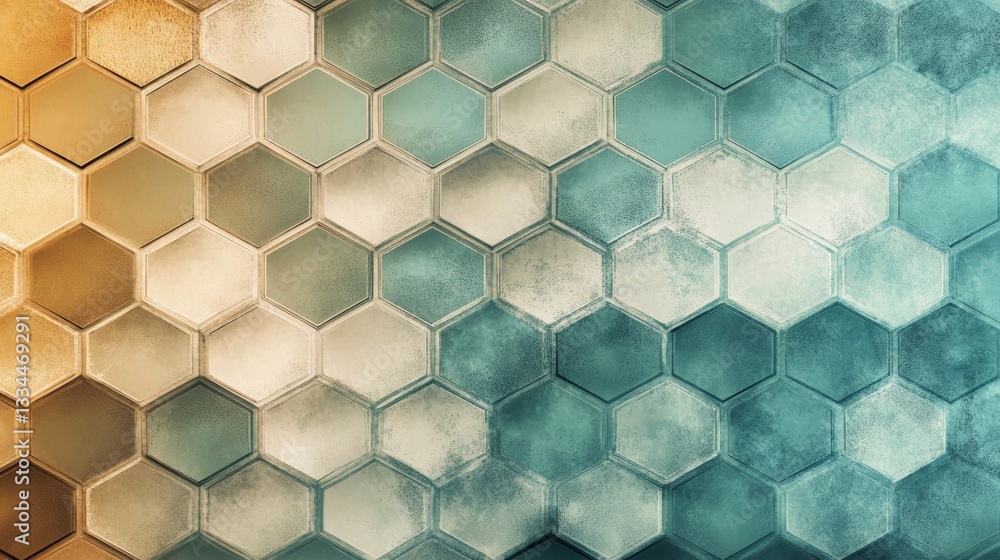 Poster creating a honeycomblike hexagonal pattern digital studio graphic design virtual environment aerial 