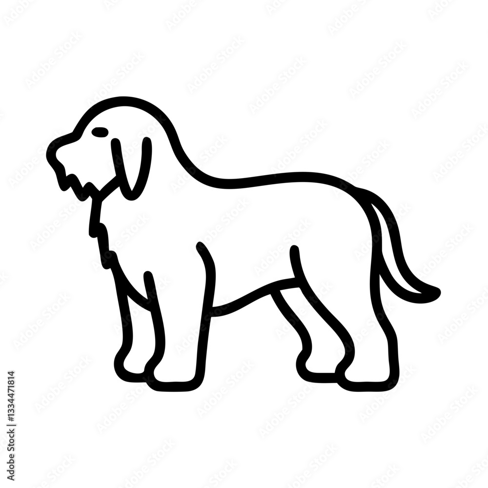 Poster a drawing of a dog in outline style. this image captures the essence of a dog's form with simplicity
