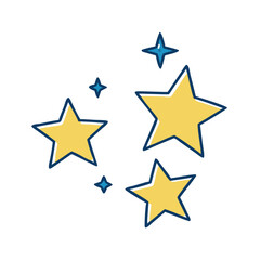 Obraz premium Cartoon stars icon with yellow and blue celestial elements