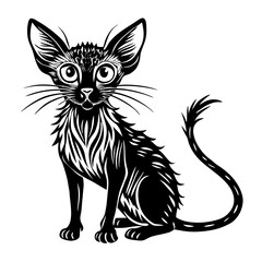 Fototapeta premium a black cat with striking features and a unique design. The cat's long ears and expressive eyes add to its charm vector illustration