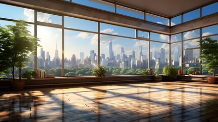 Fototapeta premium Breathtaking Cityscape View from Modern Apartment