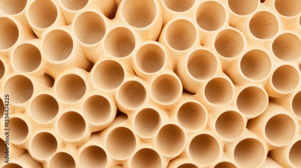 Poster a close-up view of a honeycomb structure composed of numerous interconnected honeycomb cells.