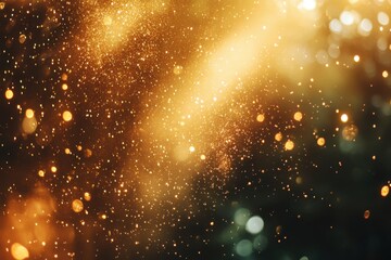 Golden Glitter Festive Background Sparkling Lights Bokeh Effect,