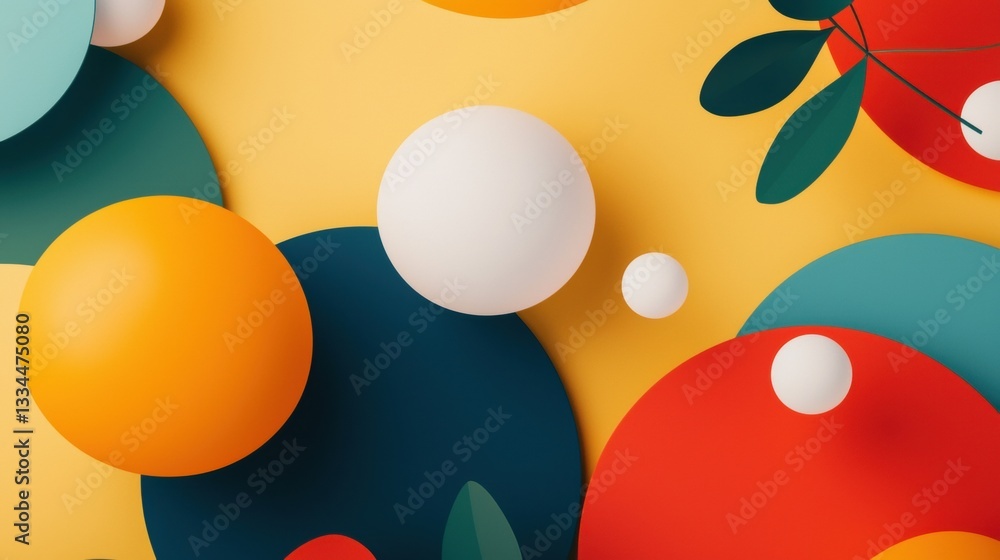 Poster a vibrant abstract composition featuring overlapping circles in various colors and sizes, with a tou
