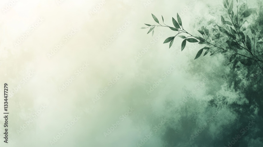 Poster high definition light green background with tree shadows and hazy feeling large white space