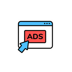 Icon showing an online ad with a clickable cursor, highlighting digital marketing strategies.