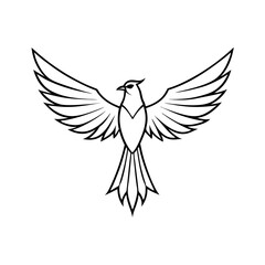 a line art of a bird soaring gracefully with its wings spread wide vector illustration