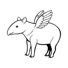 Fototapeta premium a drawing of a tapir with wings, ready to take flight vector illustration