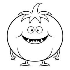 Obraz premium a cute tomato cartoon with a friendly smile, with a funny toothy expression and big eyes vector illustration