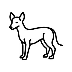 Obraz premium a line art vector illustration of a dog standing with a watchful gaze. The dog has pointed ears, and a sleek, slim body