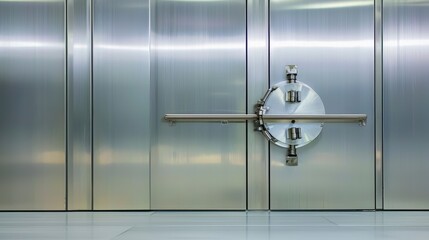Metallic Vault Door with Circular Mechanism and Handle