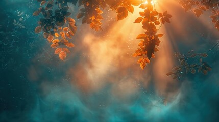 Enchanted Forest Sunrise with Tyndall Effect - Natural Light Visualization for Wellness Content