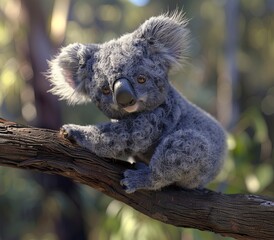 Obraz premium Highly detailed and cute koala in 3d rendering with clean lines and adorable face