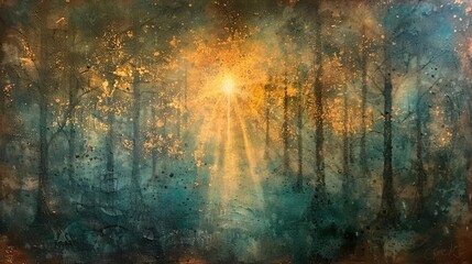 Enchanted Forest Sunrise with Tyndall Effect - Natural Light Visualization for Wellness Content