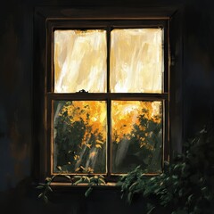 Gleaming Streak-Free Window Reflecting Soft Light in a Tranquil Indoor Setting During Early Morning Hours