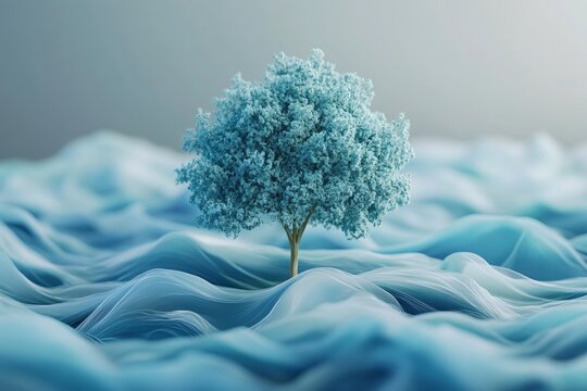 World Environment Day Concept. Isolated green tree with abstract design - Powered by Adobe