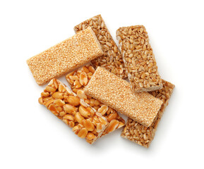 Top view of different granola bars