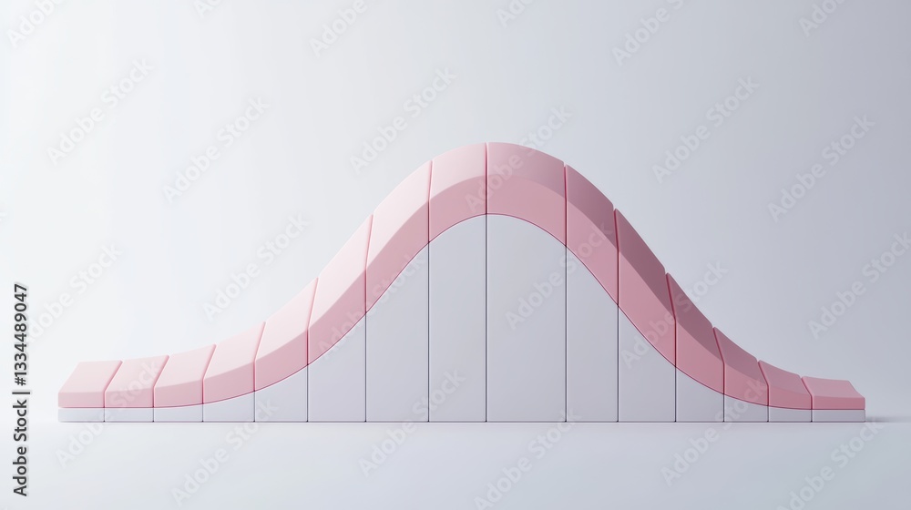 Poster a smooth3d pink and white normal distribution curve graph displays data fluctuations, emphasizing tr
