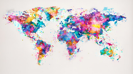 Fototapeta premium Vibrant world map art display global context digital artwork colorful aesthetic creative perspective