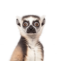 Lemur with expressive eyes on a white isolated background