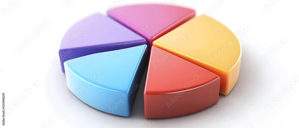 Poster a colorful pie chart representing data segmentation, ideal for illustrating statistical information 