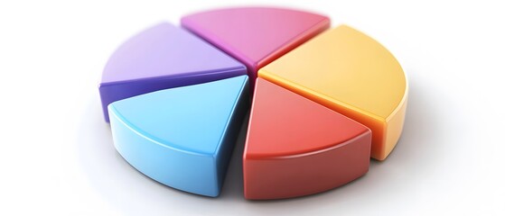 Obraz premium A colorful pie chart representing data segmentation, ideal for illustrating statistical information in presentations, reports, or educational materials.