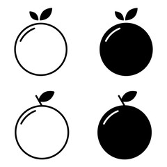 Orange Fruit Icon Set. Orange Fruit Vector Icon in line style design. Orange Fruit Symbol. Vector illustration.