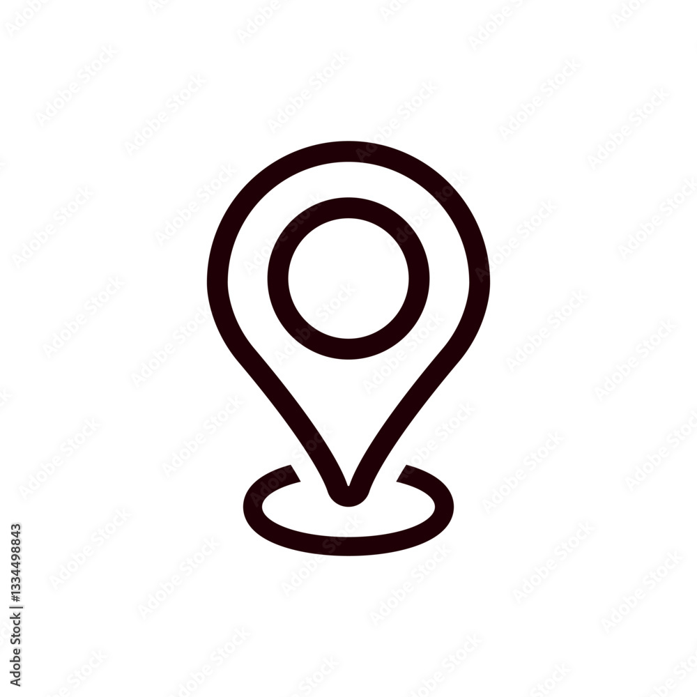 Poster a black map pin symbol indicating a location. it features a circular design for easy identification.
