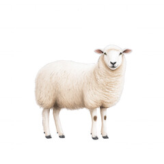 Fototapeta premium White sheep standing on a white isolated background.