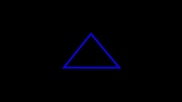 Abstract technology futuristic neon triangle glowing blue and pink light lines with speed motion blur effect on dark blue background.Up arrow triangle line vector icon.