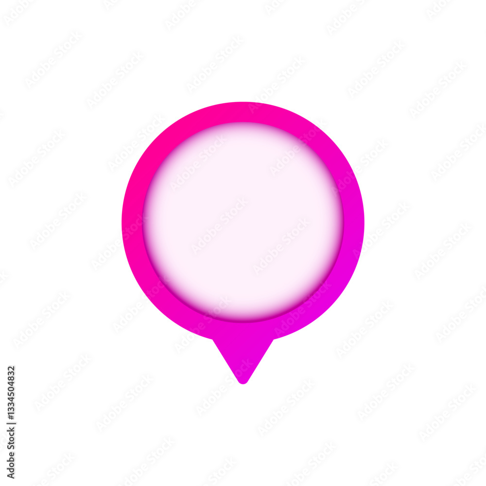 Poster circular pink location marker icon with bottom pointer, used for marking places on digital maps.