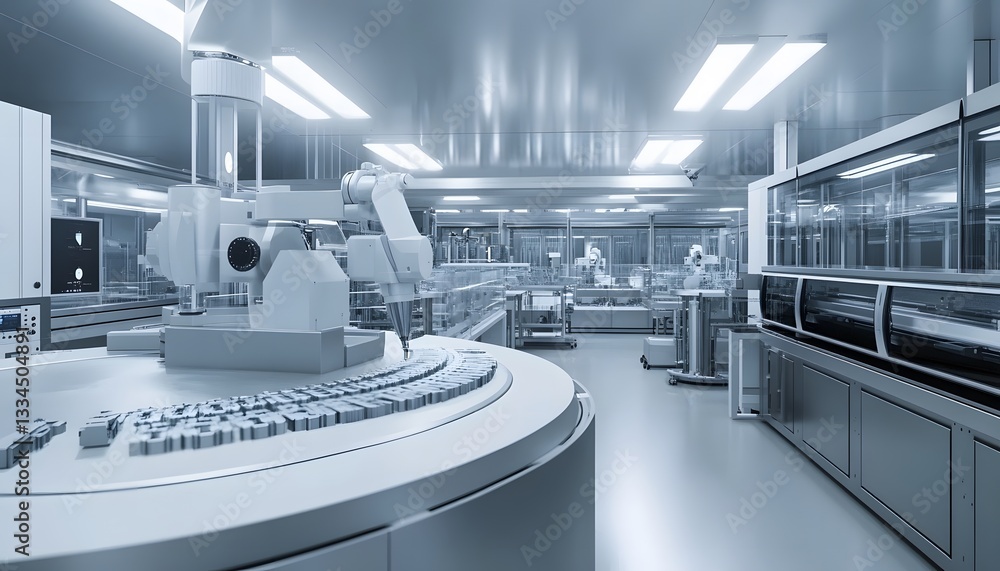 Aufkleber a modern laboratory filled with advanced robotic machinery and high-tech equipment designed for effi