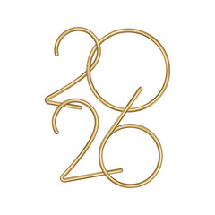 . new year 2026 number vector illustration isolated on white background new year 2026 gold number