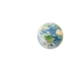 Fototapeta premium Earth globe with blue oceans and green continents on white background.