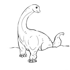 Dinosaur Hand drawing line art coloring book illustration, coloring page for kids and adults,  transparent background png