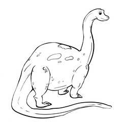 Dinosaur Hand drawing line art coloring book illustration, coloring page for kids and adults,  transparent background png