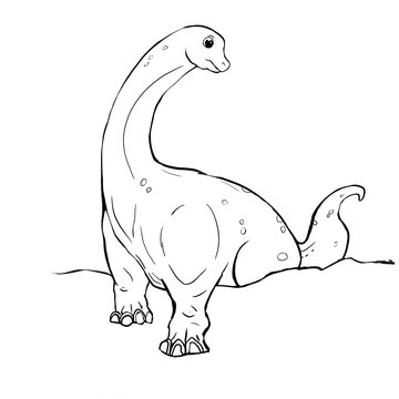 Dinosaur  line art coloring book illustration, coloring page for kids and adults,  transparent background png