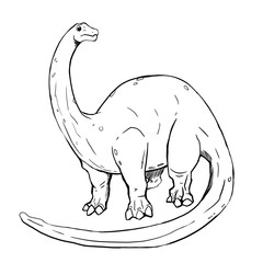 Dinosaur Hand drawing line art coloring book illustration, coloring page for kids and adults,  transparent background png