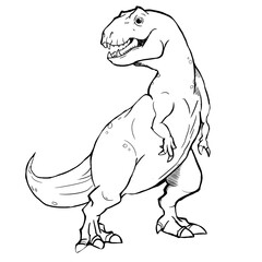 Dinosaur Hand drawing line art coloring book illustration, coloring page for kids and adults,  transparent background png
