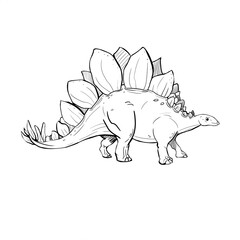 Dinosaur Hand drawing line art coloring book illustration, coloring page for kids and adults,  transparent background png