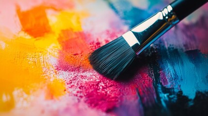 Obraz premium Artistic paintbrush strokes on a colorful canvas