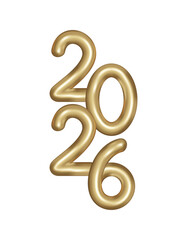 Obraz premium . new year 2026 number vector illustration isolated on white background new year 2026 gold balloon