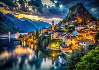 Fototapeta premium Low Light Photography: Picturesque Night Scene, Perfect Exposure, Dramatic Backdrop