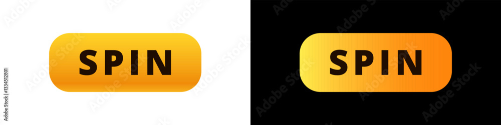 Poster a vibrant yellow spin button featuring bold black text in a smooth rounded rectangle shape.