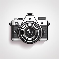 Fototapeta premium a vintage camera design with a big lens and shadow, ready for capturing moments. It's simple, yet elegant