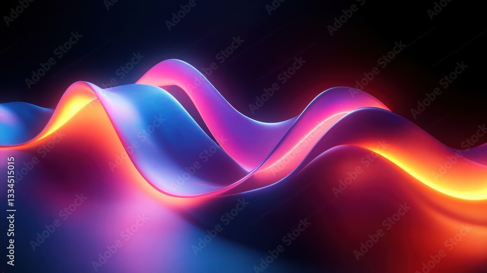 Aufkleber abstract neon waves background with colorful gradient and smooth curves for modern digital art