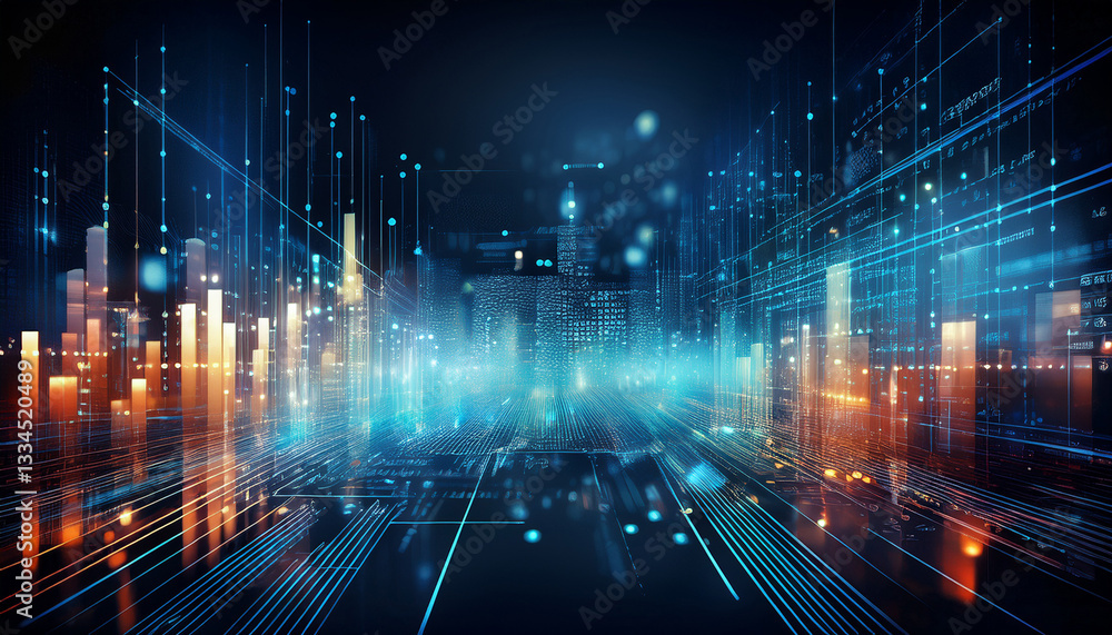 Wall mural a background with a technology and data theme