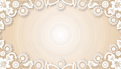 Elegant white lace patterns on pale background, refined wallpaper design